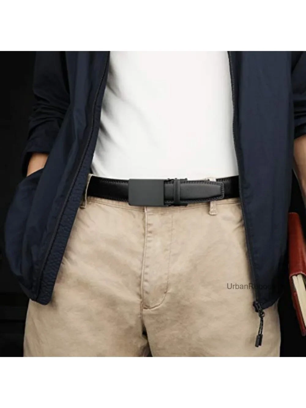 Genuine Leather Ratchet Dress Belt with Automatic Click Buckle